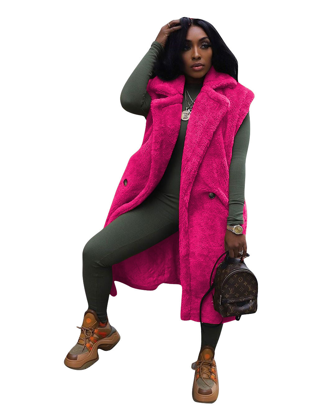 HealthBeauty-Products (™) Plush Sleeveless Long Cardigan Jacket