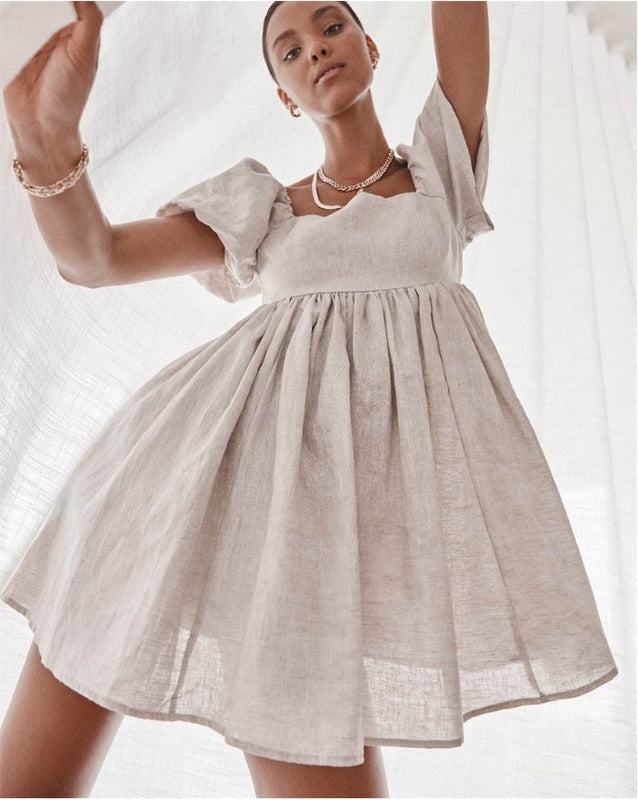 HealthBeauty-Products (™) Dresses Women Square Neck Puff Sleeve Mini Dress