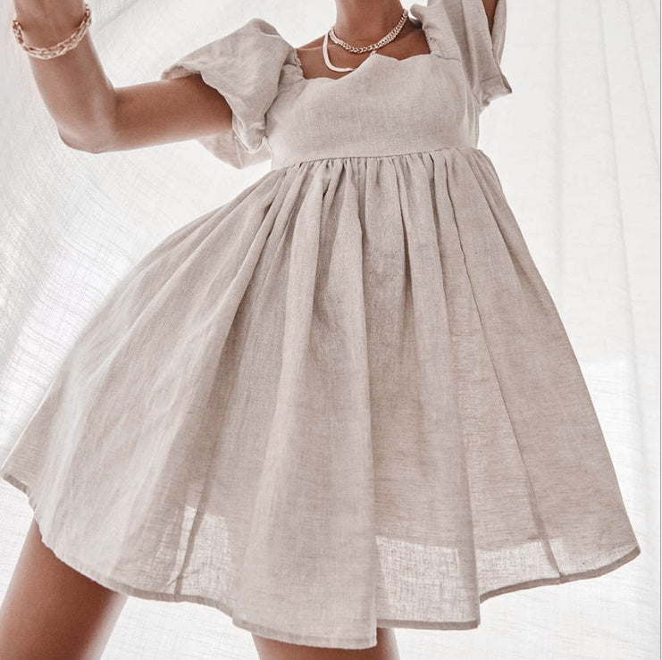 HealthBeauty-Products (™) Dresses Women Square Neck Puff Sleeve Mini Dress