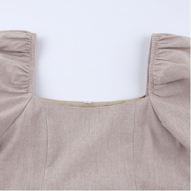 HealthBeauty-Products (™) Dresses Women Square Neck Puff Sleeve Mini Dress