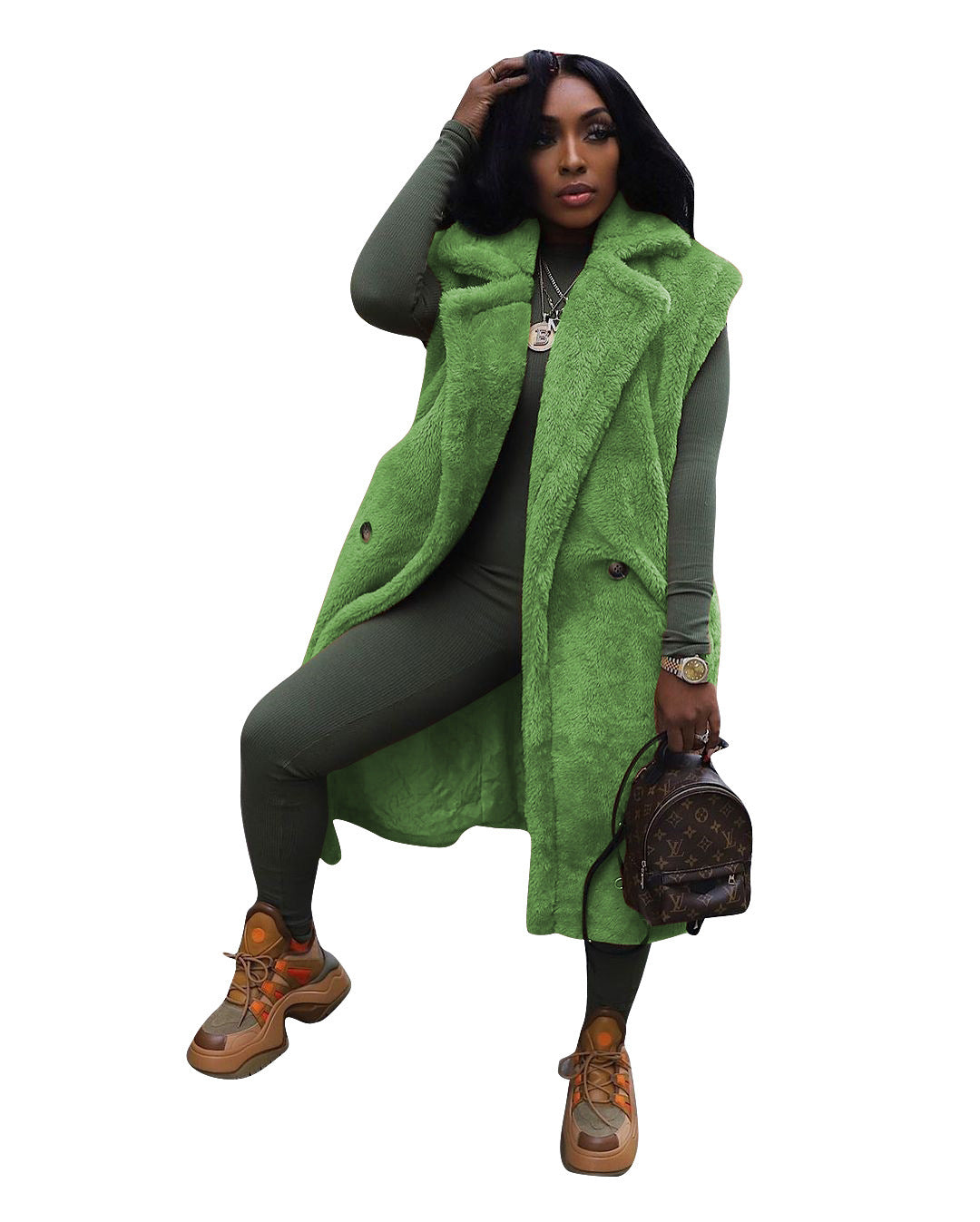 HealthBeauty-Products (™) Plush Sleeveless Long Cardigan Jacket