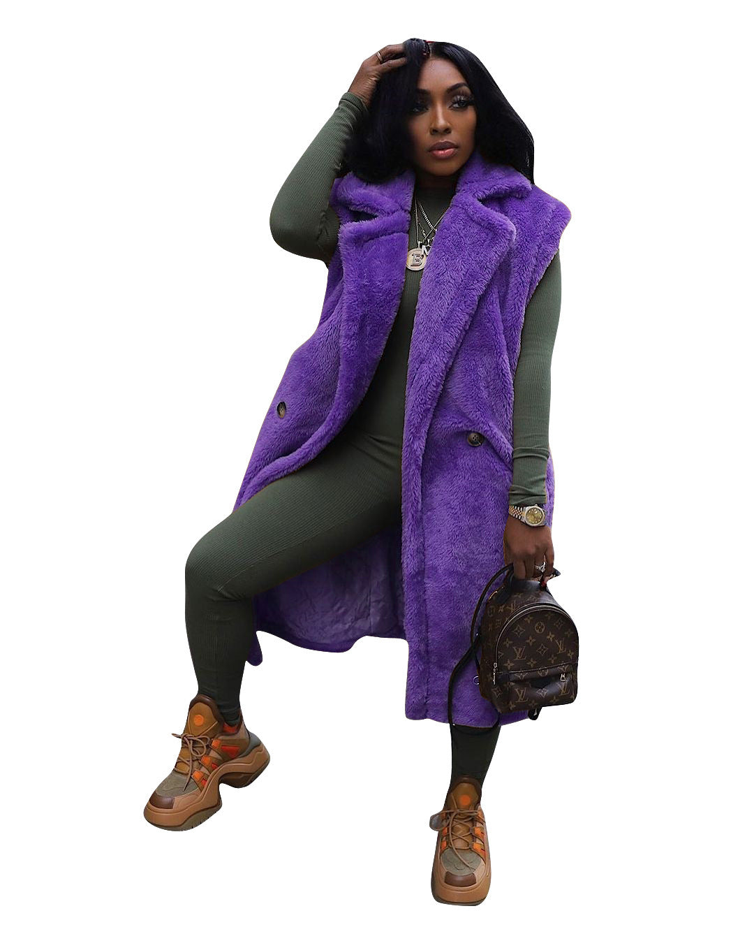 HealthBeauty-Products (™) Plush Sleeveless Long Cardigan Jacket