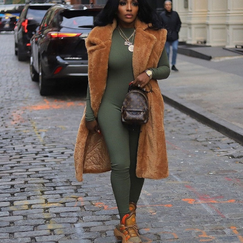 HealthBeauty-Products (™) Plush Sleeveless Long Cardigan Jacket