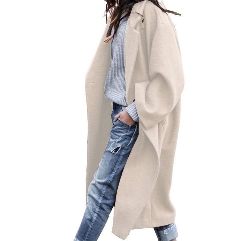 HealthBeauty-Products (™) Casual Long Single Breasted Lapel Woolen Coat