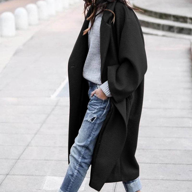 HealthBeauty-Products (™) Casual Long Single Breasted Lapel Woolen Coat