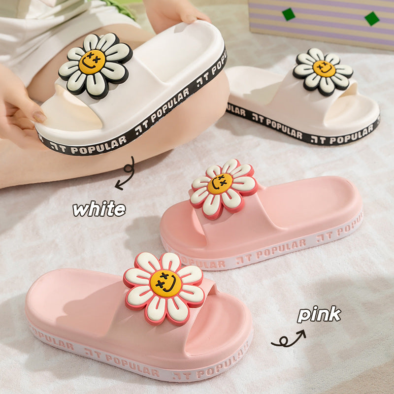 Summer Flower Slippers Women New Fashion Letter Garden Shoes Indoor Anti-Slip Floor Bathroom Bathing Home Slipper