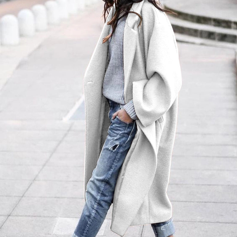 HealthBeauty-Products (™) Casual Long Single Breasted Lapel Woolen Coat