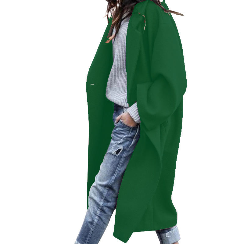 HealthBeauty-Products (™) Casual Long Single Breasted Lapel Woolen Coat