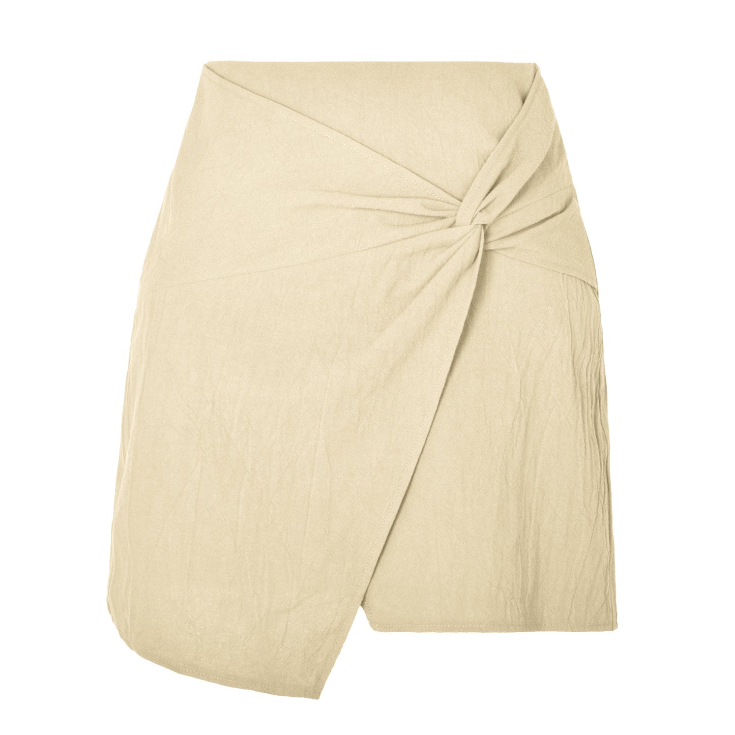 Women's High Waist Cotton And Linen Twisted Skirt