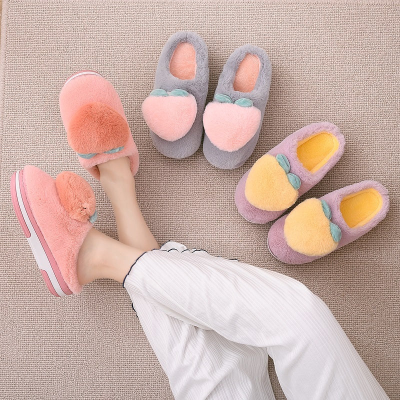 Women's Warm Thick Bottom Plush Cotton Slippers