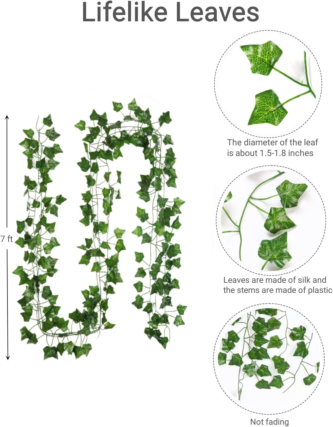 Fake Vines for Room Decor(12 Pack 84 Feet) Aesthetic Artificial Plant Ivy Leaves Hanging Greenery Garlands for Home Bedroom Wall Wedding Party Decor