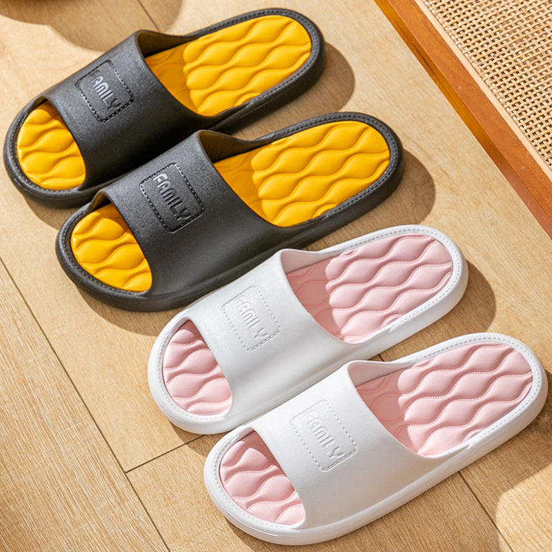 New Wave Pattern Design Slippers Indoor Fashion Two Colors House Shoes Non-slip Bathroom Slippers For Women Men